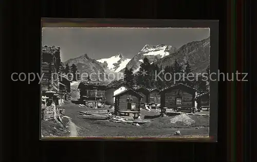 Saas Fee Stadel in der Lohmatte Fletschhorn Lagginhorn Walliser Alpen Kat. Saas Fee