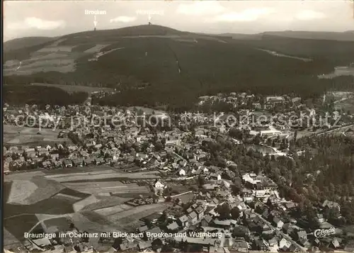 Braunlage Blick zum Brocken und Wurmberg Fliegeraufnahme Kat. Braunlage Harz