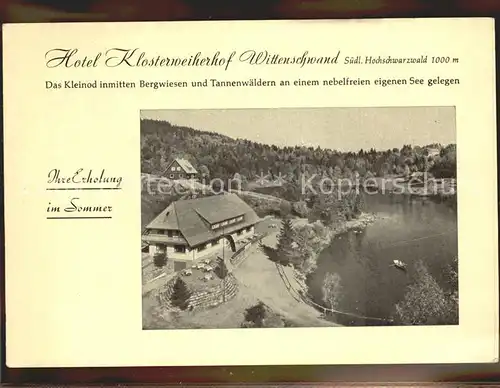 Wittenschwand Hotel Klosterweiherhof am See Kat. Dachsberg