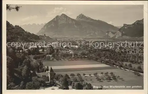 Bad Ragaz Blick von Wartenstein aus gesehen Alpenpanorama Kat. Bad Ragaz