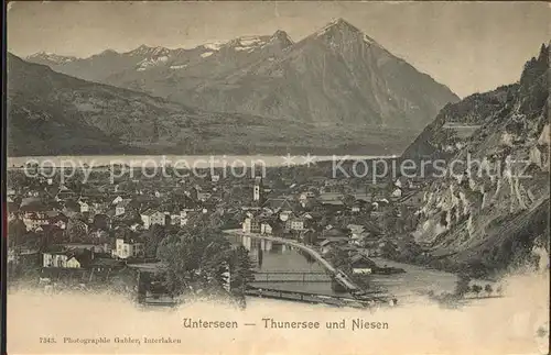 Unterseen Panorama mit Thunersee und Niesen Kat. Unterseen