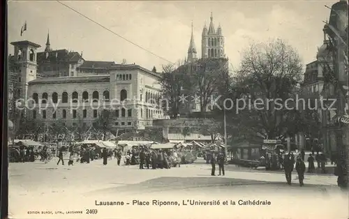 Lausanne VD Place Riponne Universite et Cathedrale / Lausanne /Bz. Lausanne City