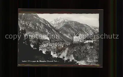 Landeck Tirol Panorama gegen Silberspitze Oberinntal Burg Kat. Landeck
