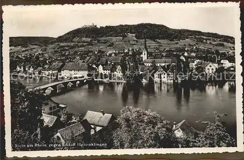 Stein Rhein Panorama gegen Schloss Hohenklingen Rheinbruecke Kat. Stein Rhein