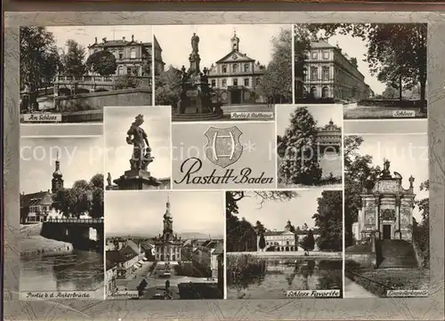 Rastatt Schloss Denkmal Rathaus Ankerbruecke Kaiserstrasse Einsiedlerkapelle Wappen Kat. Rastatt