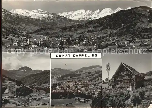 Ebnat Kappel Gesamtansicht mit Alpenpanorama Toggenburgerhaus im Acker Kat. Ebnat Kappel