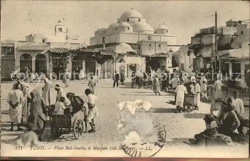 Tunis Place Bab Souika et Mosquee Sidi M Harez Kat. Tunis