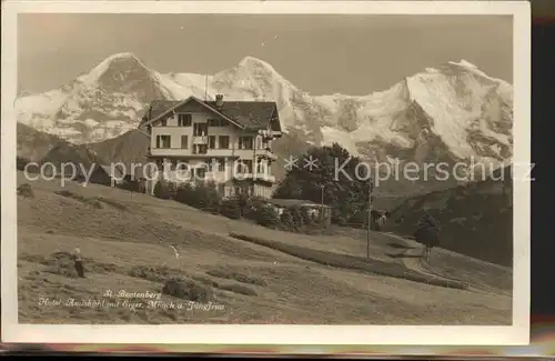 Beatenberg Hotel Amisbuehl mit Eiger Moench Jungfrau Berner Alpen Kat. Beatenberg