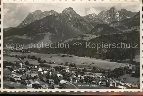 Chateau d Oex Gesamtansicht mit Alpenpanorama Kat. Chateau d Oex