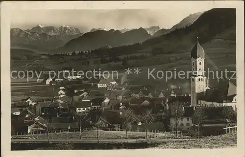 Nesselwang Ortsansicht mit Kirche Alpenpanorama Kat. Nesselwang