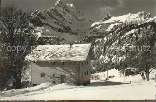 Braunwald GL Schweizerische Jugendherberge Gyseneggli Ortstock Hoher Turm Glarner Alpen Kat. Braunwald