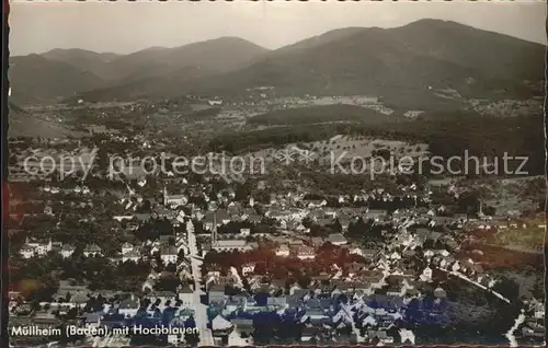 Muellheim Baden Panorama mit Hochblauen Schwarzwald Fliegeraufnahme Straehle Bild Nr. 12400 Kat. Muellheim