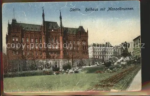 Stettin Westpommern Rathaus mit Manzelbrunnen Kat. Szczecin
