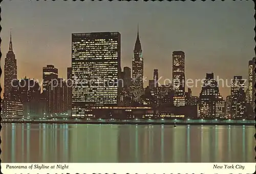 New York City Panorama of Skyline at Night / New York /
