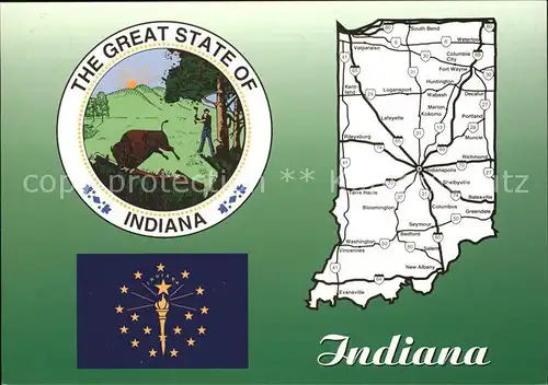 Indianapolis The Hoosier State Map Wappen Kat. Indianapolis