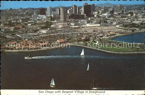 San Diego California with Seaport Village aerial view Kat. San Diego