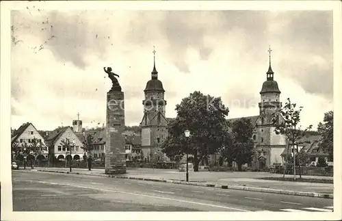 Freudenstadt Marktplatz Stadtkirche Gedenksaeule Kat. Freudenstadt