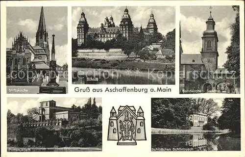 Aschaffenburg Main Sandkirche Sandtor Pompejanum Schloesschen Schoenbusch Kat. Aschaffenburg