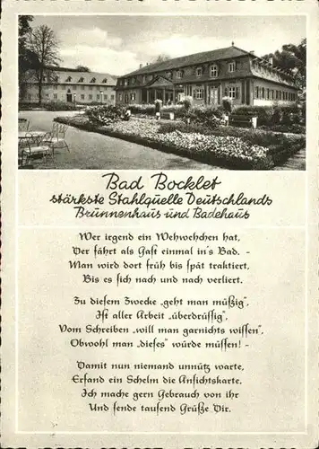Bad Bocklet Brunnenhaus Badehaus Gedicht  Kat. Bad Bocklet
