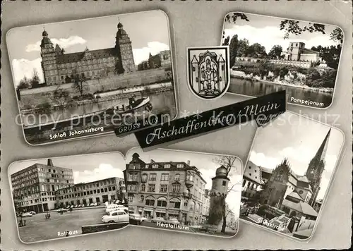 Aschaffenburg Main Schloss Johannisburg Rathaus Pompejanum Herstallturm Kat. Aschaffenburg