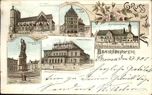 Braunschweig Hoftheater Burg Dankwarderobe Gewand Huas Litho  Kat. Braunschweig