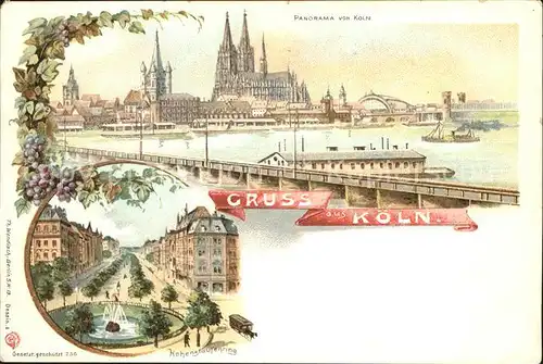 Koeln Rhein Hohenstaufenring Litho Kat. Koeln