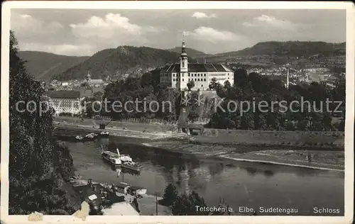 Tetschen Bodenbach Boehmen Schloss Elbe Binnenschifffahrt Kat. Decin