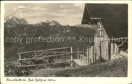 Bad Kohlgrub Hoerndlhuette mit Blick zur Zugspitze Kat. Bad Kohlgrub