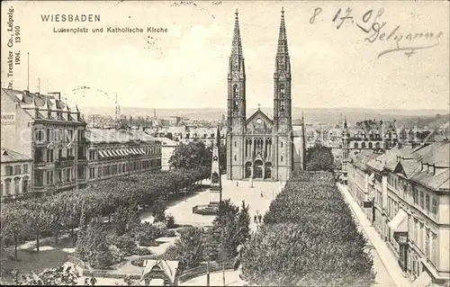 Wiesbaden Luisenplatz und Katholische Kirche Kat. Wiesbaden
