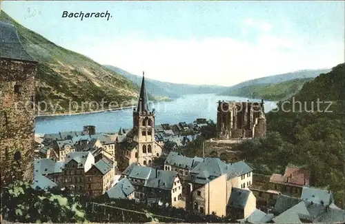 Bacharach Rhein Panorama mit Kirche und Wernerkapelle Kat. Bacharach