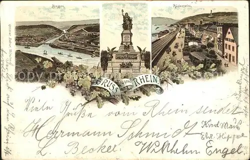 Bingen Rhein und Ruedesheim Nationaldenkmal Kat. Bingen am Rhein