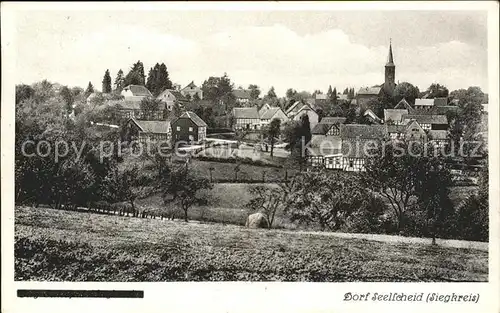 Seelscheid Dorfansicht mit Kirche Bahnpost Kat. Neunkirchen Seelscheid