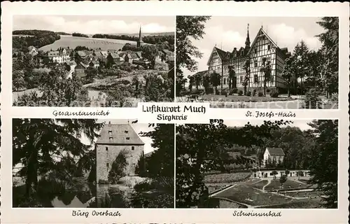 Much Gesamtansicht St. Josefs Haus Burg Overbach Schwimmbad Kat. Much
