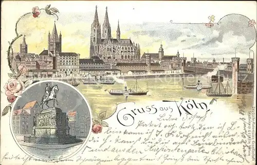 Koeln Rhein Koelner Dom Bruecke Rheinschiffahrt Friedrich Wilhelm Denkmal Kat. Koeln