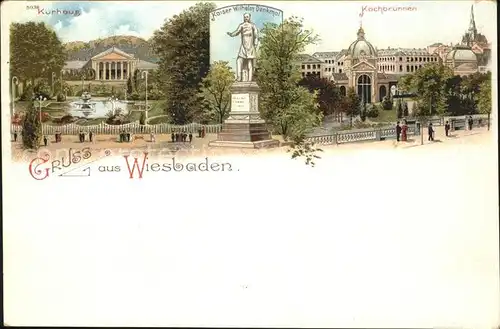 Wiesbaden Kurhaus Kaiser Wilhelm Denkmal Kochbrunnen Kat. Wiesbaden