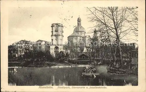 Mannheim Stadtpark Sternwarte und Jesuitenkirche Kat. Mannheim