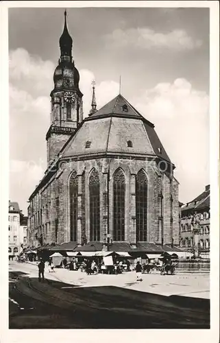 Heidelberg Neckar Marktplatz mit Herkulesbrunnen und Heiliggeistkirche Kat. Heidelberg