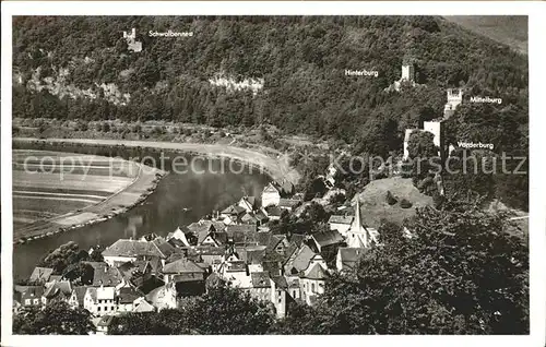 Neckarsteinach Vierburgen Blick Kat. Neckarsteinach