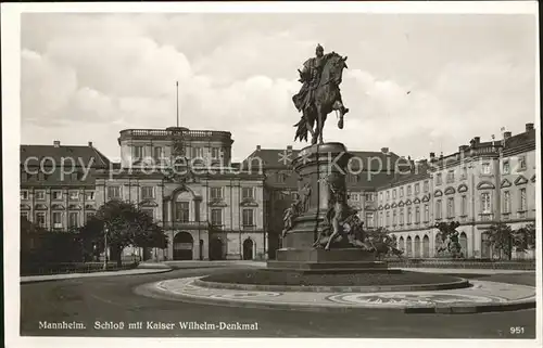 Mannheim Schloss mit Kaiser Wilhelm Denkmal Kat. Mannheim