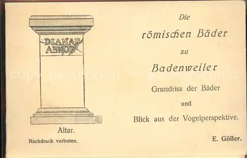 Badenweiler Roem Baeder Grundriss und Totalansicht Aufklappkarte Kat. Badenweiler