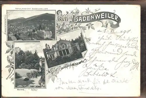 Badenweiler Totalansicht Ruine Marmor Bad Kat. Badenweiler