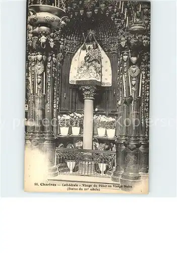 Chartres Eure et Loir Cathedrale Vierge du Pilier Vierge Noire Statue XV siecle Kat. Chartres