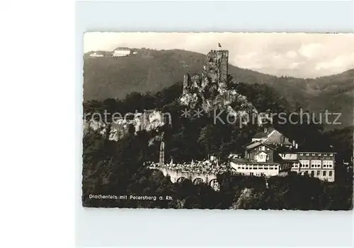 Drachenfels mit Petersberg Burgruine Kat. Koenigswinter