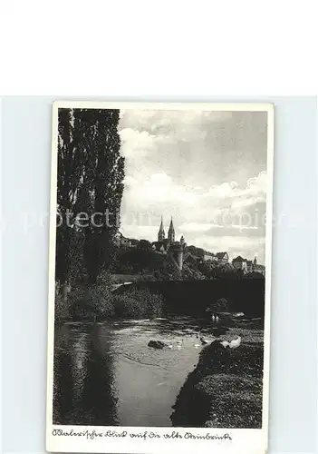 Fritzlar Malerischer Blick auf die alte Steinbruecke Kat. Fritzlar