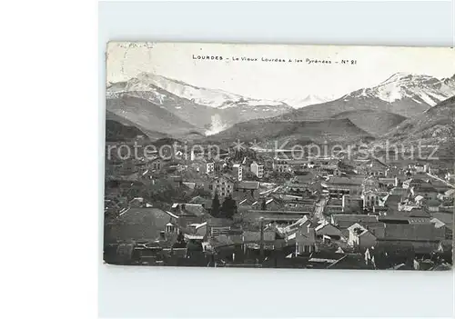 Lourdes Hautes Pyrenees Panorama le vieux Lourdes et les Pyrenees Kat. Lourdes