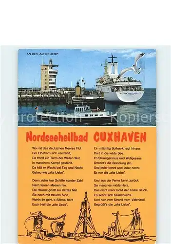 Cuxhaven Nordseebad An der Alten Liebe Boot Faehrschiff Kat. Cuxhaven