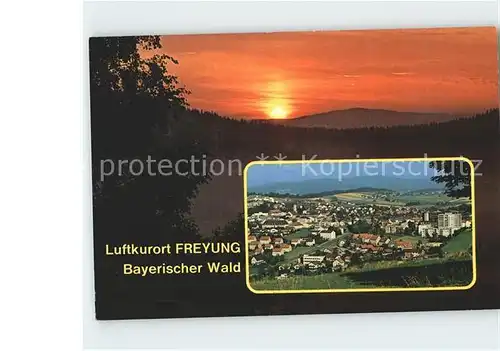 Freyung Sonnenuntergang Gesamtansicht Luftkurort Tor zum Nationalpark Bayerischer Wald Kat. Freyung