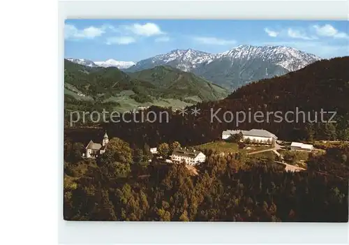 Maria Eck Gesamtansicht mit Alpenpanorama Fliegeraufnahme Kat. Siegsdorf