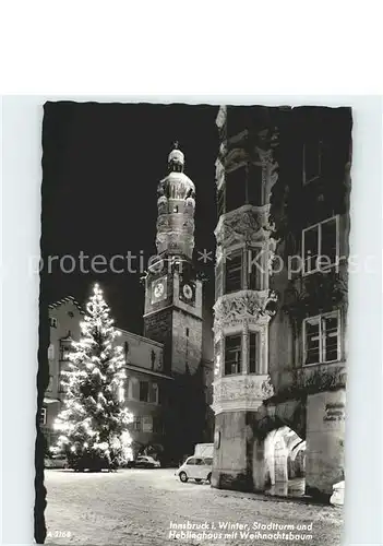 Innsbruck im Winter Stadtturm und Heblinghaus Weihnachtsbaum Kat. Innsbruck
