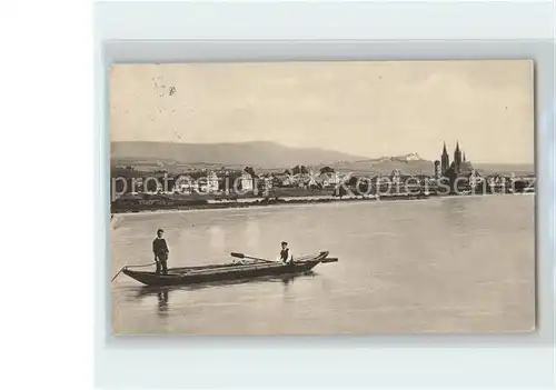 Geisenheim Blick vom Rhein Boot Kirche Kat. Geisenheim